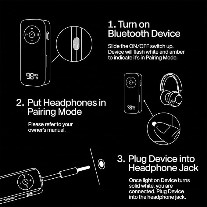 Bluetooth AUX Adapter for Car,5.3 Wireless Transmitter and Receiver 2 in 1,3.5mm AUX Bluetooth Car Adapter,Hands-Free Call for Cars, Speakers, Stereo Systems and Headphones
