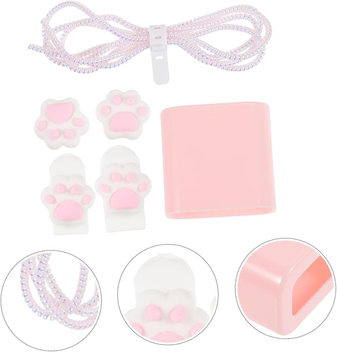 Hemobllo Power Adapter Case for Charger Protective Shell Compact and Lightweight Design with Easy Access Pink Color with Silicone Accessories for Travel and Storage