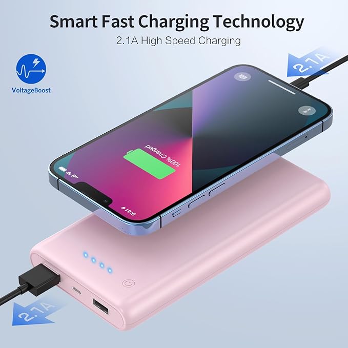 Portable Charger Power Bank 25,800mAh,Ultra-High Capacity Fast Phone Charging with Intelligent Smart IC,2 USB Port External Cell Phone Battery Pack Compatible with iPhone 17 16 15,Samsung,Android-Pink