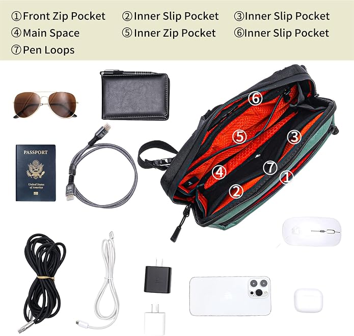 Electronics Organizer Tech Travel Pouch β Waterproof Nylon Diamond Quilted & 900D Travel Case Cable Bag for Cords Chargers