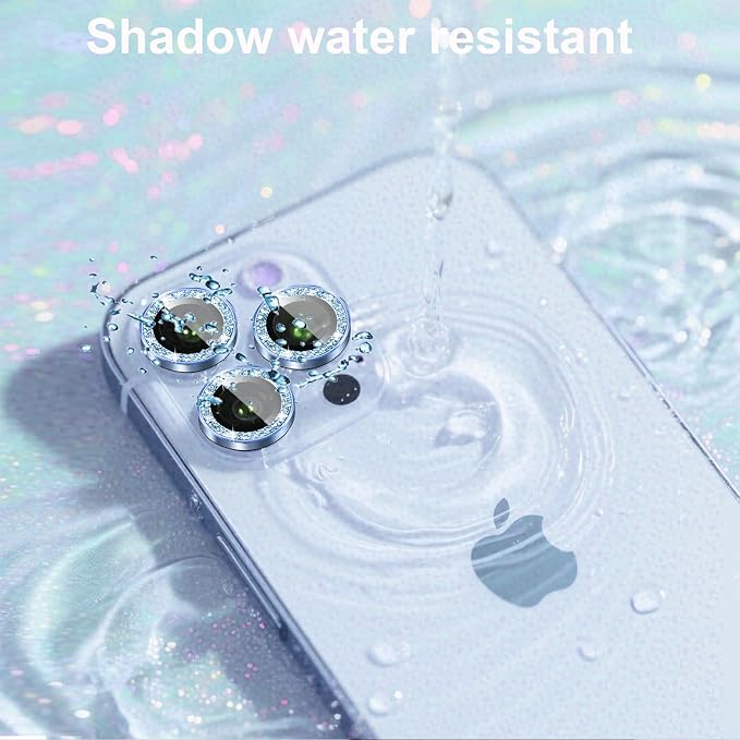 Compatible for iPhone Air Camera Lens Protector Bling, Cute Sparkle Glitter Camera Cover for Women, Individual Ring, Anti-Scratch 2 Pack Protectors for 17 Air (1 Rugular Use + 1 Extra), Light Blue