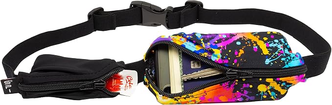 SPIbelt Double Pocket Running Belt, Expandable Dual Pockets, Adjustable Waist, No Bounce, Rave with Black Zipper
