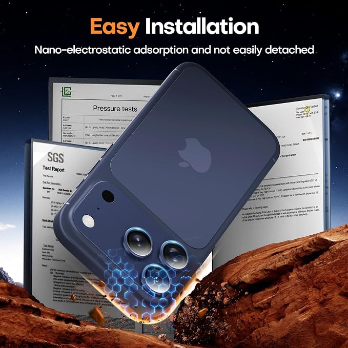 Jeluse Compatible with iPhone 17 Pro Max Camera Lens Protector, Strong Adhesion Full Coverage Metal Aluminum Alloy Ultra Clarity Tempered Glass Camera Screen Protector
