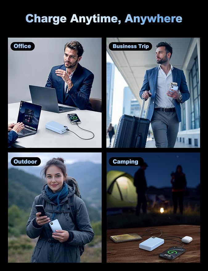 Portable Charger Power Bank, 56800mAh Battery Pack, 22.5W Fast Charging Portable Phone Charger for Camping Travel Essential Compatible with iPhone 17/16/15/14/13 Series, Samsung, Google,iPad-SkyBlue