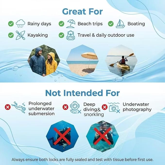 2-Pack IPX8 Floating Waterproof Phone Pouch, Dry Bag with Lanyard, Fits up to 7.2β, Compatible with iPhone 16/15/14/13 Pro Max, Galaxy S25/S24 Ultra, Pixel for Snorkeling, Kayaking(Black-Black)
