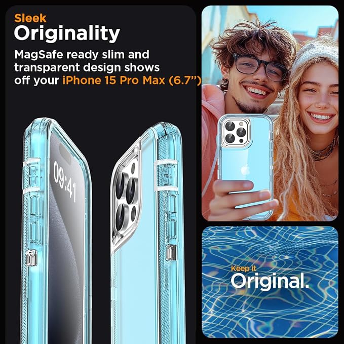 AICase for iPhone 15 Pro Max Case Clear 3 in 1 Heavy Duty Drop Protection Full Body Rugged Shockproof/Dust Proof 3-Layer Military Protective Tough Durable Cover for iPhone 15 Pro Max 6.7"_3
