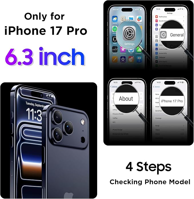 Temdan Compatible with iPhone 17 Pro Case,Waterproof Built-in Screen & Camera Protector IP68 Underwater Full Body 17FT Military Dropproof Shockproof Phone Case 6.3"-Black/Clear