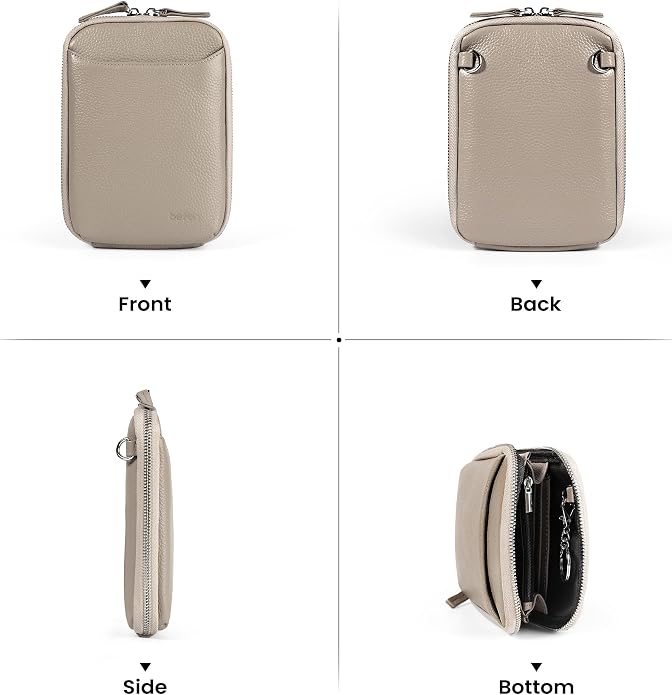 befen Genuine Leather Crossbody Cell Phone Purse for Women, Small Zip Around RFID Blocking Crossbody Wallet Bags
