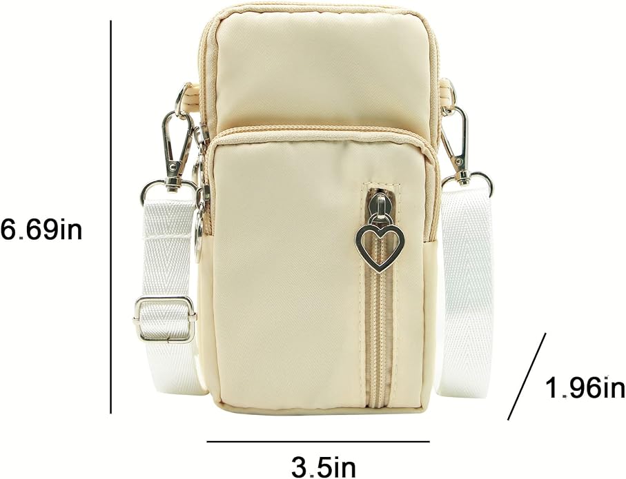 JUMISEE 3-Layers Crossbody Bag Cellphone Pouch Armband Wallet Nylon Smartphone Purse