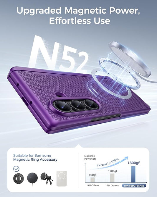 SSLOTSCASE Magnetic for Samsung Galaxy Z Fold 8 Ultra Case, Dark Purple | Stand, Supports Wireless Charging, Hinge Protection, Screen Protector, Raised Edges Protect Lens, Hard Shockproof Phone Cover