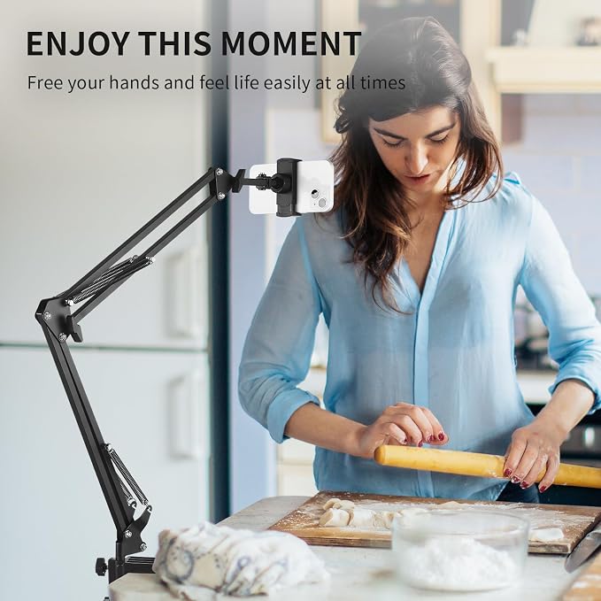 Phone Holder for Desk, Phone Holder for Bed with Adjustable Clamp Clip, Flexible Phone Stand Lazy Bracket Mount Long Arms Clamp for iPhone, Samsung, Google Pixel, Moto (Black)
