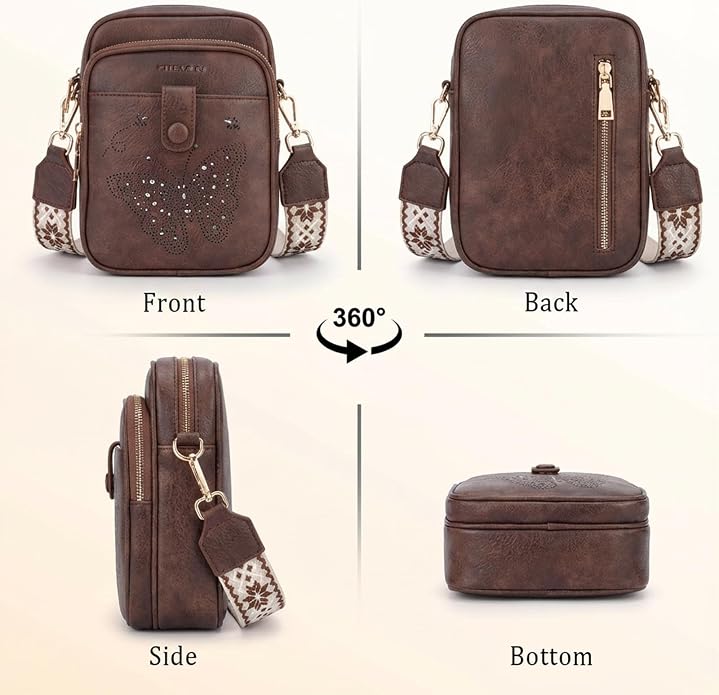 KITEVIUN Crossbody Bags for Women Leather Crossbody Purse Small Shoulder Phone Purse with Adjustable Strap & RFID Card Slots