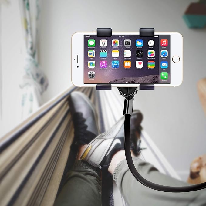 ZTON Universal Cell Phone Holder, Universal Mobile Phone Stand, Lazy Bracket, Flexible Long Arms Clip Mount for iPhone, LG, etc.in Office Bedroom Desktop.(Black)