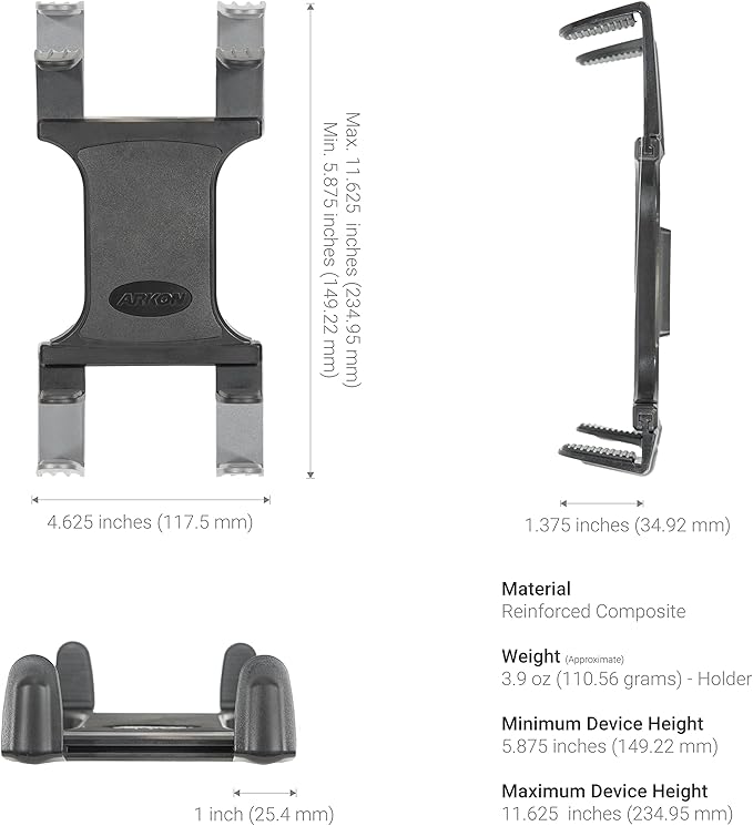 ARKON Mounts Slim-Grip Car Headrest Tablet Holder | Strong Grip Headrest Clamp with Universal Tablet Holder | Adjustable Robust Shaft | Compatible with iPad, Samsung, Pixel, and More