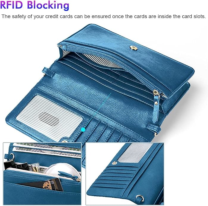 nuoku Women Small Crossbody Bag Cellphone Purse Wallet with RFID Card Slots 2 Straps Wristlet