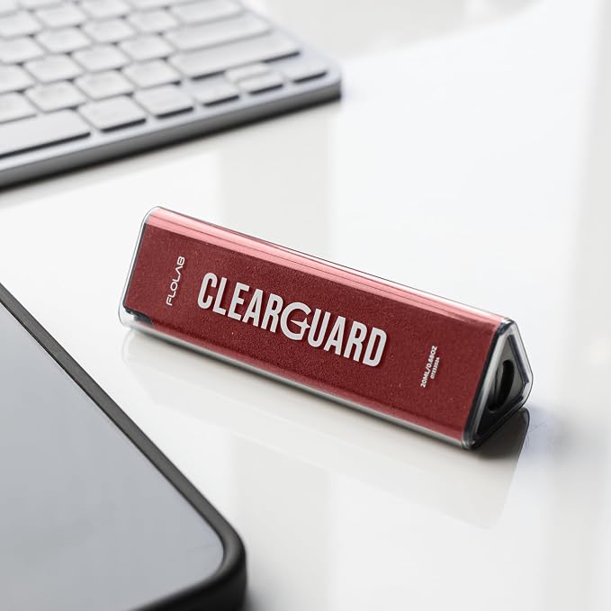 FLOLAB Clear Guard Screen Cleaner for iPhone, Mobile Phone, Laptop, Tablet, Spray and Microfiber Cloth All in one, Easy to Clean, Portable - Atomic Red