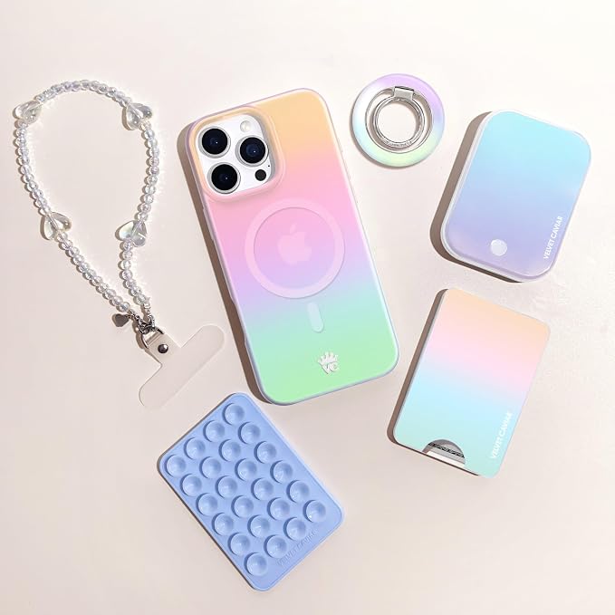 VELVET CAVIAR Compatible with MagSafe Phone Grip 2.0 | Cute Magnetic Ring Holder | Finger Loop Kickstand | Pop On Accessory for iPhone 17, 16, 15, 14, 13, 12 | White Opal