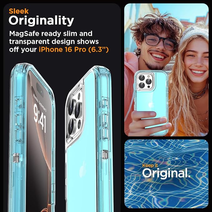 AICase for iPhone 16 Pro Case Clear 3 in 1 Heavy Duty Drop Protection Full Body Rugged Shockproof/Dust Proof 3-Layer Military Protective Tough Durable Cover for iPhone 16 Pro 6.3"_4