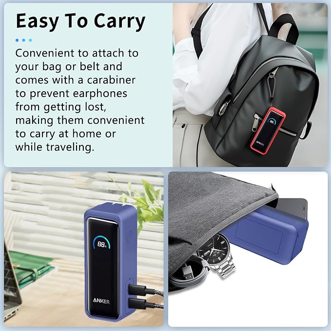 NOUKAJU Case for Anker Prime Power Bank 9600mAh 65W Output Silicone Protective Cover, Drop-Proof,Scratch-Proof,Shock-Proof,Protective Case for Anker Prime Power Bank 9600mAh(Blue)