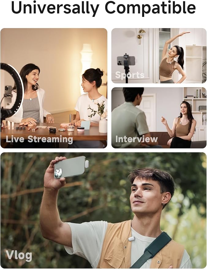 MAONO Wave T1 Mini Wireless Lavalier Microphone with USB-C Plug for iPhone 16 15, Android, Tablet, PC, Clip on Lapel Mic, Noise Cancellation, AI Voice Filter for Video Recording Vlog TikTok White