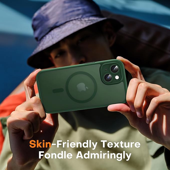 TOCOL for Phone 13 Case, Compatible with Magsafe Charger, Full Camera Protection, Drop Protection, Translucent Matte Phone Case for iPhone 13 6.1 inch (Alpine Green)