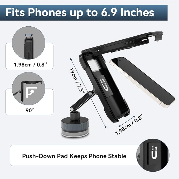 Shower Phone Holder Waterproof, 480° Rotating Twist-Lock Suction Phone Holder for Shower, Anti-Fog & Sensitive Touch Screen Case, Fits Smartphone with Case up to 6.9"