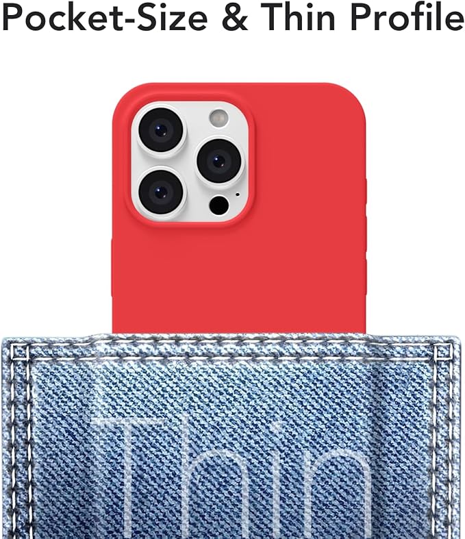 for iPhone 13 Pro Max Case Silicone Compatible with Magsafe Case, Ultra Slim Thin Magnetic Phone Cases Mag Safe, Cute Soft Rubber Gel TPU Matte Plain Wireless Charging Cover for Women, Red