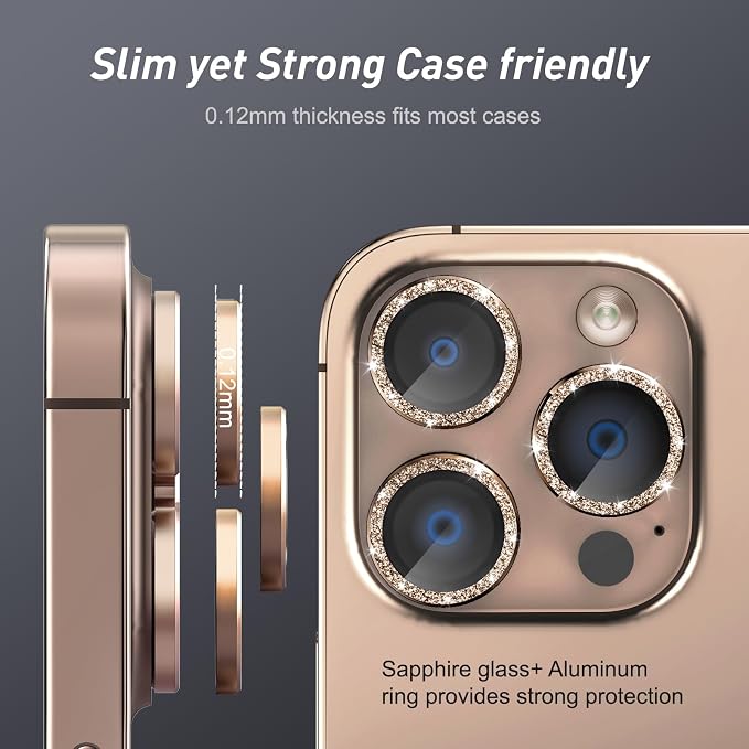Jeluse Camera Lens Protector for iPhone 17 Pro Max/17 Pro/16 Pro Max/16 Pro/15 Pro Max/15 Pro/14 Pro Max/14 Pro, 9H Tempered Glass Screen Protector Cover Alignment Kit Metal Individual Ring