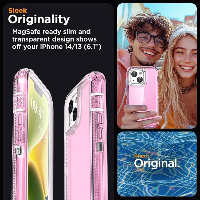 AICase for iPhone 16e/13/iphone 14 Case Clear 3 in 1 Heavy Duty Drop Protection Full Body Rugged Shockproof/Dust Proof 3-Layer Military Protective Tough Durable Cover for iPhone 16e/13/14 6.1"_2
