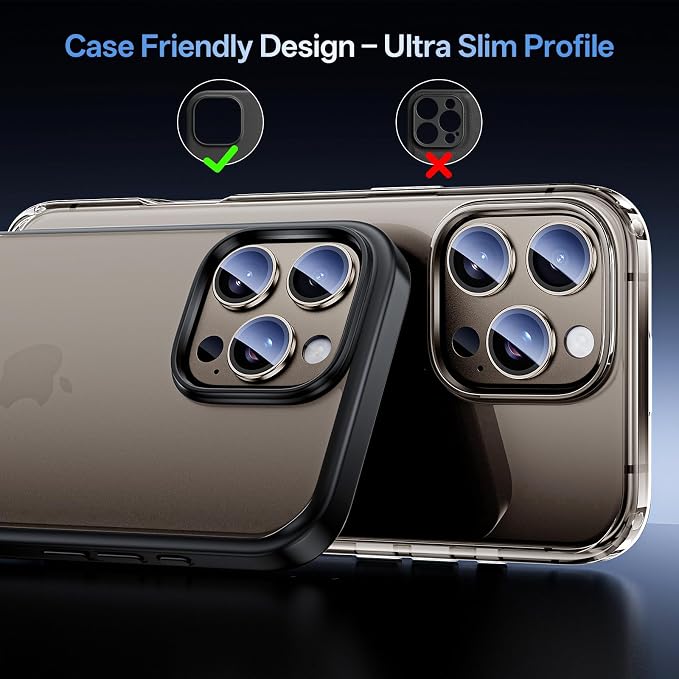 Camera Lens Protector for iPhone 16 Pro Max/iPhone 16 Pro-Single Piece,Ultra Thin Aluminum Alloy Frame,9H Dual-Strength Glass with 99% AR Light Transmittance,Case Friendly,Desert Gold