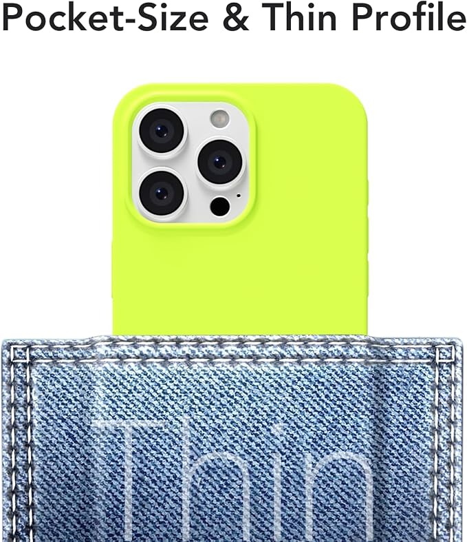 for iPhone 14 Pro Max Case Silicone Compatible with Magsafe Case, Ultra Slim Thin Magnetic Phone Cases Mag Safe, Cute Soft Rubber Gel Matte Plain Wireless Charging Cover for Women, Neon Green