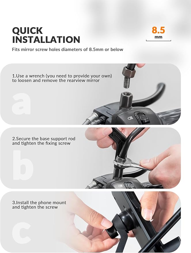 ROCKBROS Motorcycle Phone Mount, Motorcycle Phones Holder with Security Lock, Shockproof Phone Holder for Motorcycles, Adjustable Motorcycles Phone Holder Mount, Suitable for 4.7”-6.8” Phone