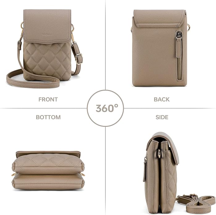 RFID Small Crossbody Purses for Women Quilted Cell Phone Purse with RFID Blocking Credit Card Slots