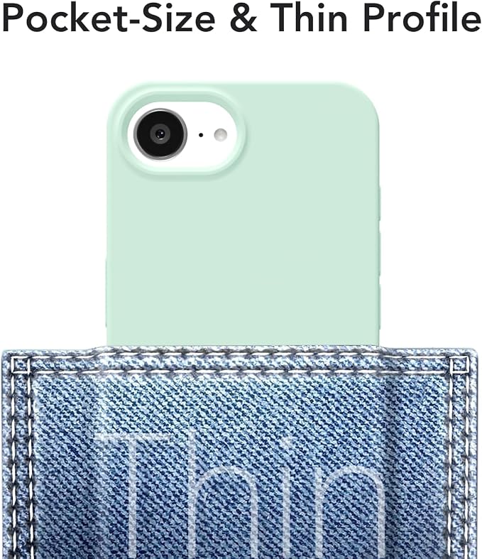 for iPhone 17e 16e Case Silicone Compatible with Magsafe Case, Ultra Slim Thin Magnetic Phone Cases Mag Safe, Cute Soft Rubber Gel TPU Matte Plain Wireless Charging Cover for Women, Mint Green