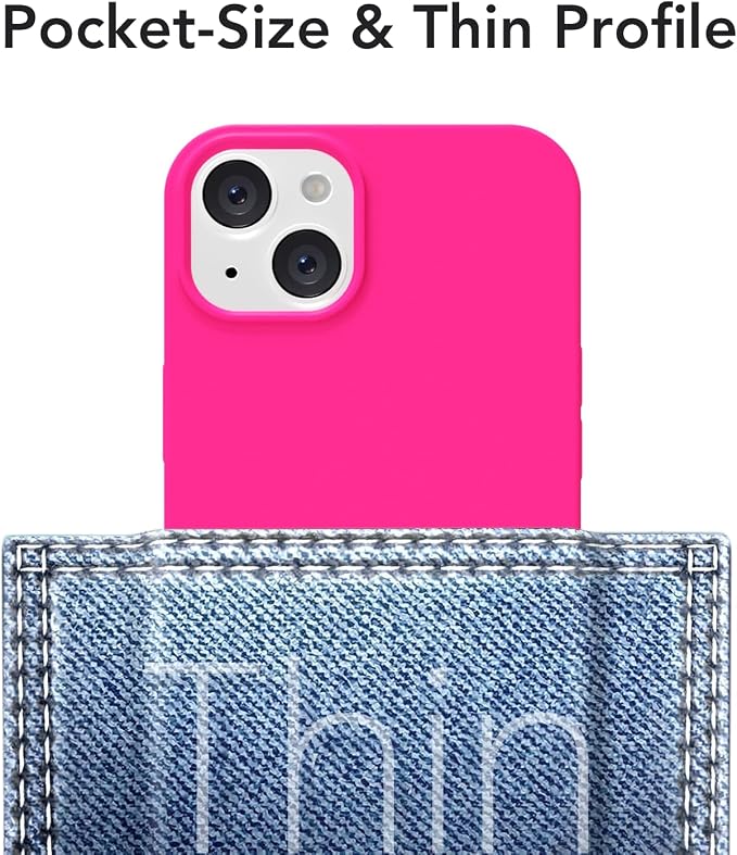 for iPhone 13 Mini/ 12 Mini Case Silicone Compatible with Magsafe Case, Ultra Slim Thin Magnetic Phone Cases Mag Safe, Cute Soft Rubber Gel TPU Matte Wireless Charging Cover for Women, Hot Pink