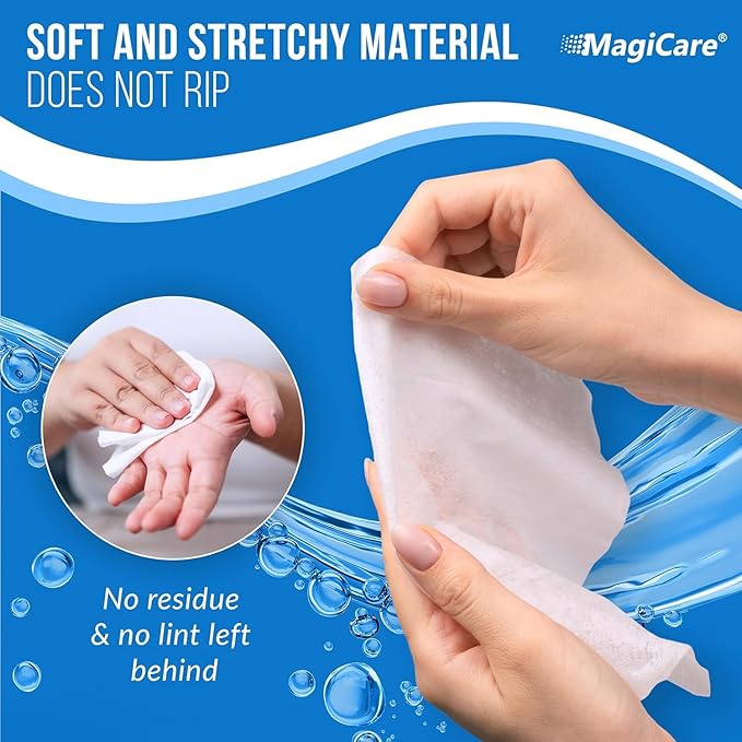 MagiCare 75% Large Alcohol Wipes (2 Canisters) - Alcohol Hand Sanitizing Wipes, Unscented - Premium Hand Wipe, Sanitizer Wipe - Home, Classroom, Cleaning, Camping - 2, 100ct Canisters (200pcs)