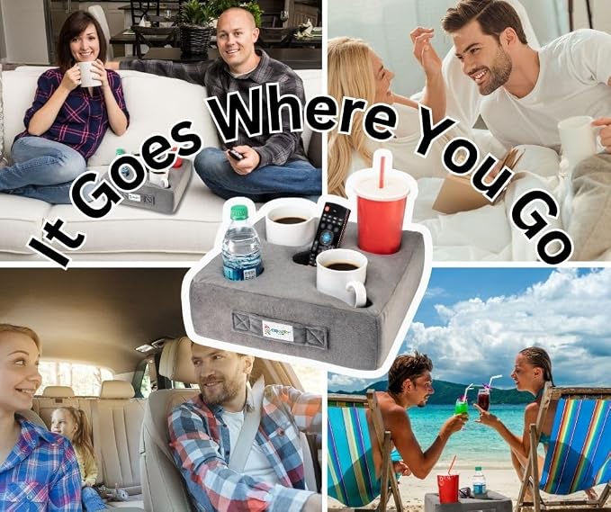 The Original Cup Cozy Pillow-As Seen on TV-The World's Best Couch/Sofa/Bed/Car Cup Holder Pillow and Caddy for Drinks/Snacks/Remotes! (Pink, 5 Hole)