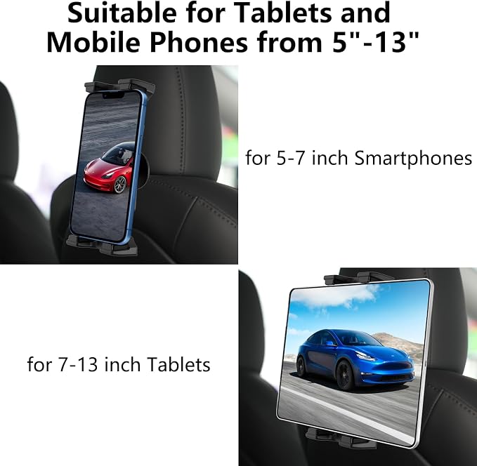 OHLPRO Tesla Tablet Holder for Model 3/Y, Headrest iPad Mount for Back Seat, Adjustable Car Backseat Mount Compatible with 5-13” iPad Tablets & Phones, Essential for Long Road Trips with Kids