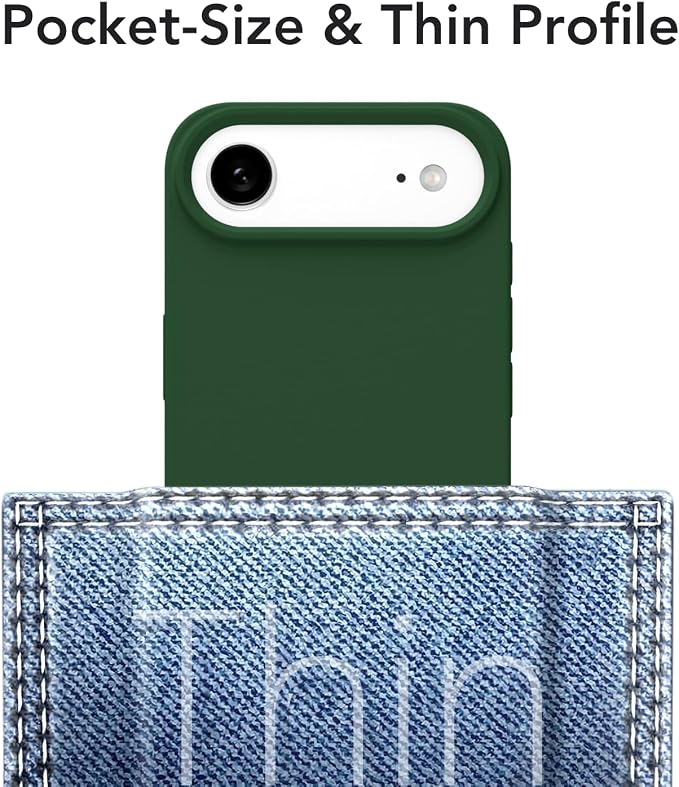 for iPhone 17 Air Case Silicone Compatible with Magsafe Case, Ultra Slim Thin Magnetic Phone Cases Mag Safe, Cute Soft Rubber Gel TPU Matte Plain Wireless Charging Cover for Women, Dark Green