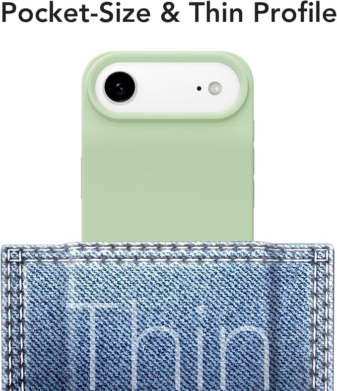 for iPhone 17 Air Case Silicone Compatible with Magsafe Case, Ultra Slim Thin Magnetic Phone Cases Mag Safe, Cute Soft Rubber Gel TPU Matte Plain Wireless Charging Cover for Women, Sage Green