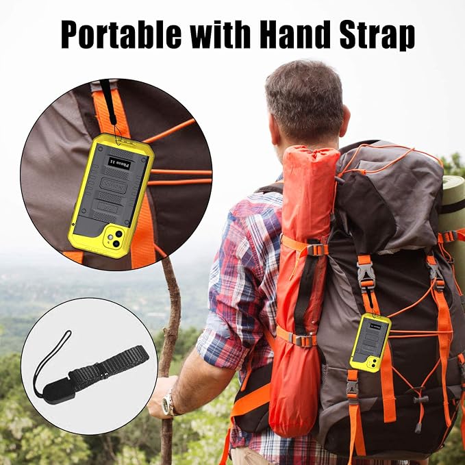 Beasyjoy Waterproof iPhone 11 Case - Metal Military Grade Defender with Built-in Screen Protector, Heavy Duty Rugged Shockproof Underwater Case (Yellow)