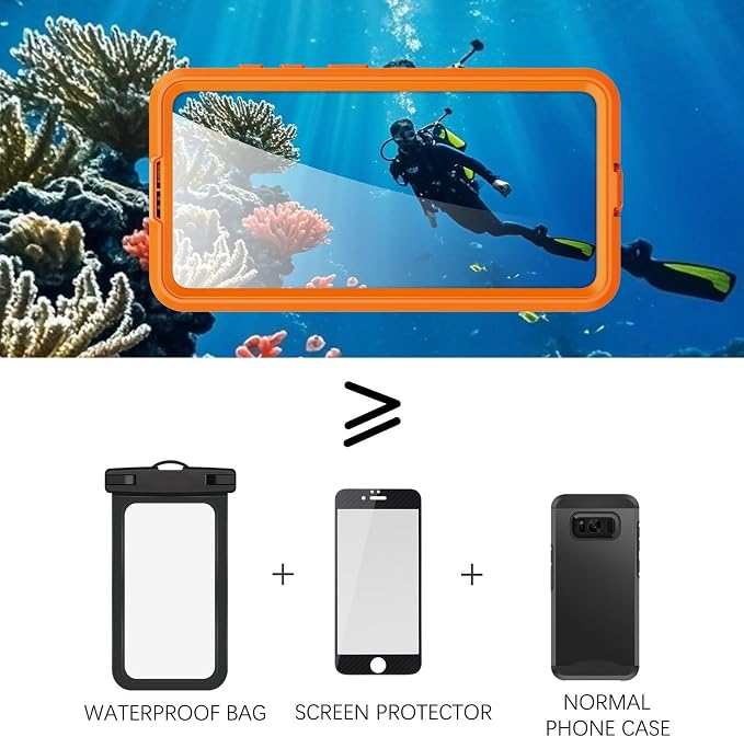 Omio Designed for Galaxy S26 Waterproof Case Compatible with MagSafe, Magnetic Waterproof Full Body IP68 Underwater Case Built-in Screen Protector Military Grade Shockproof Case for Men Women Orange