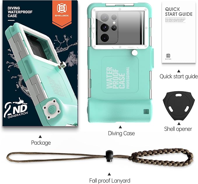 πππ6 Underwater Snorkeling Diving Phone Case for iPhone 17/16/15/14/13/12/11 Pro Max/XR/XS/X Galaxy S8/S9/S10, 50ft/15m Professional Scuba Dive Waterproof, Grass Blue