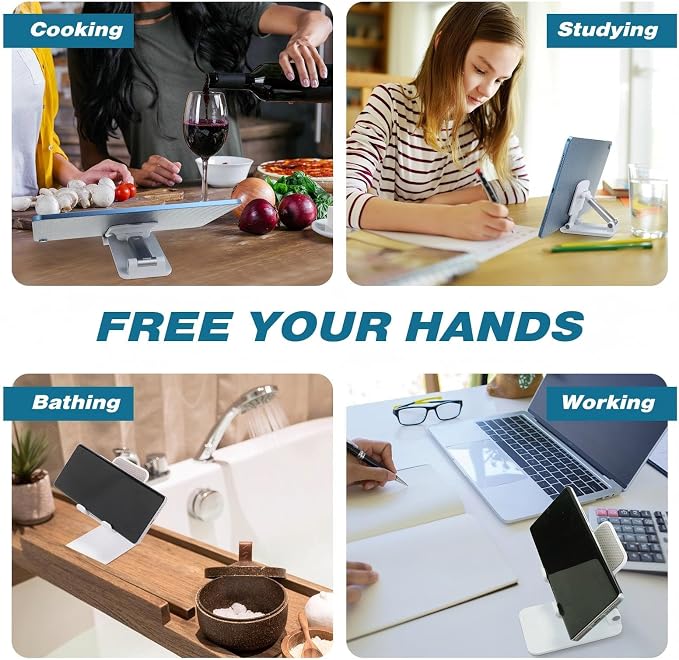 24 Pcs Cell Phone Stand for Desk Phone Holder Stand Foldable Angle Height Adjustable Portable Holder Tablet for Office Travel Photography (White)