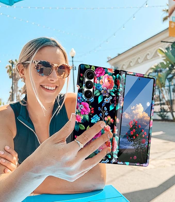 Btscase for Samsung Galaxy Z Fold 7 Case,Built in Front Screen Protector,Gold Glitter Marble Pattern Hard PC Slim Shockproof Full Body Drop Protective Case for Galaxy Z Fold 7 5G, Green