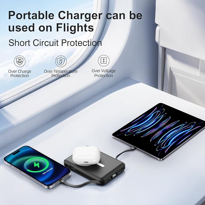 for Magsafe Power Bank, 10000mAh Magnetic Power Bank with USB-C Cable and PD 20W USB C Fast Charging LED Display, Wireless Portable Charger for iPhone 17/16/15/14/13/12/Pro/Pro Max