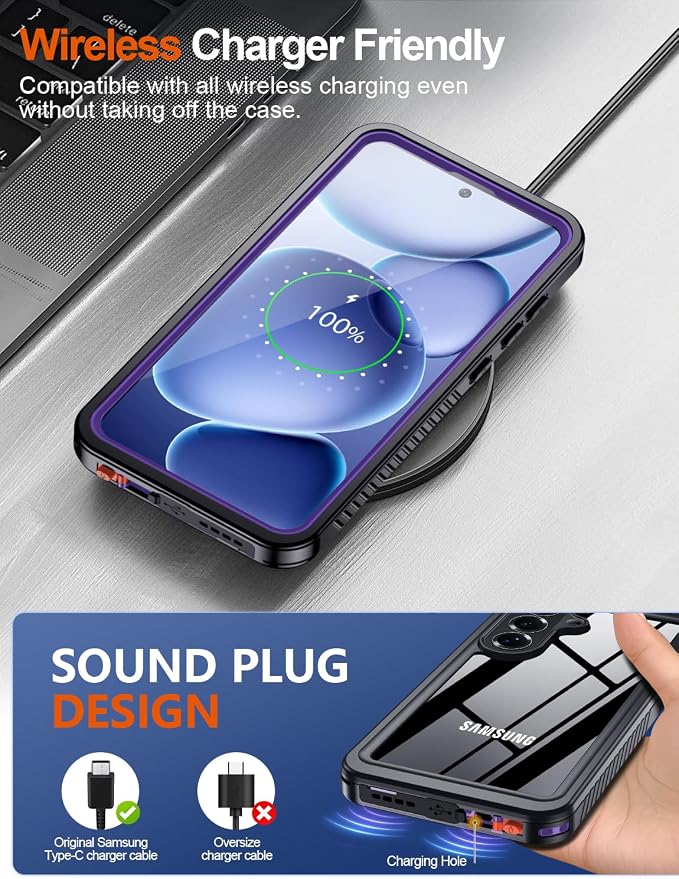 MOZOTER Designed for Samsung Galaxy S26 Plus Case Waterproof, Military Shockproof Full Body Cover with Built-in Screen & Lens Protector, IP68 Underwater Protection for S26 Plus 6.7" Purple