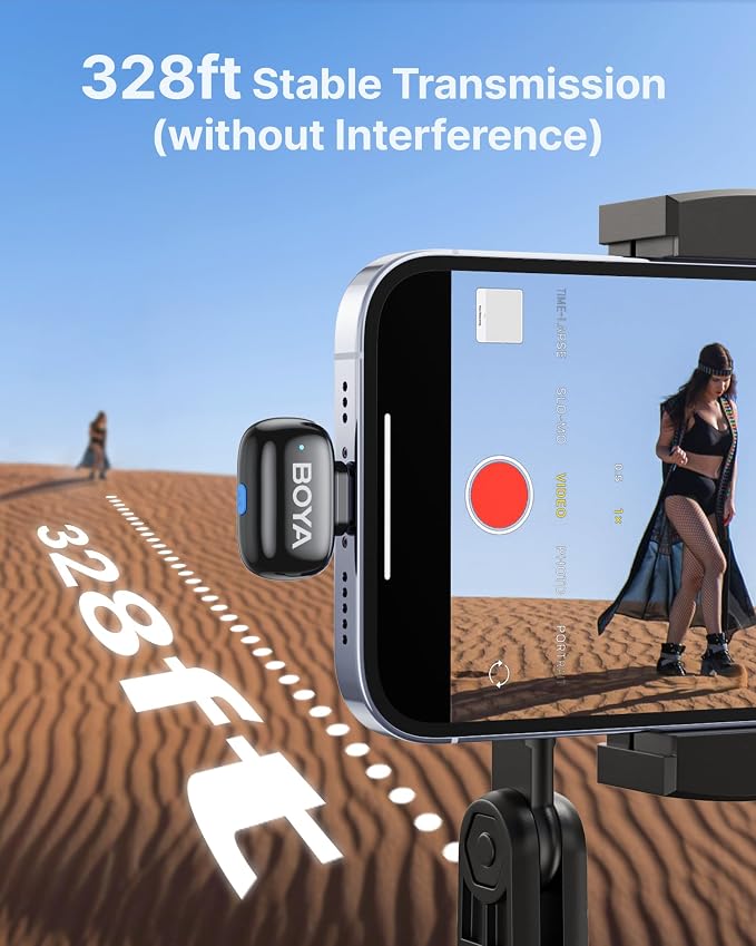 BOYA mini 2 Wireless Microphone for iPhone & Android, AI Noise Cancellation,App Control, 48k Hz/24 Bit, 30H Battery Life with Charging Case,Lapel Microphone Wireless for Video Recording Vlog Streaming