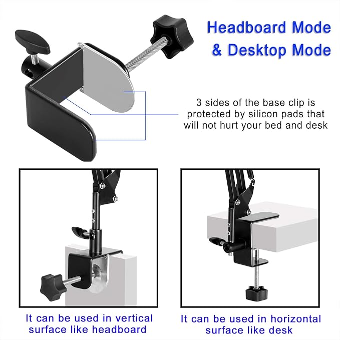 Tablet Stand Adjustable,Foldable Arm Stand for Bed,Aluminum Universal Flexible Tablet Holder with 360 Degree Rotation Compatible with iPad/iPhoneX/iPad Pro/N-Switch,or Other 4.5~12.9 Inches Devices
