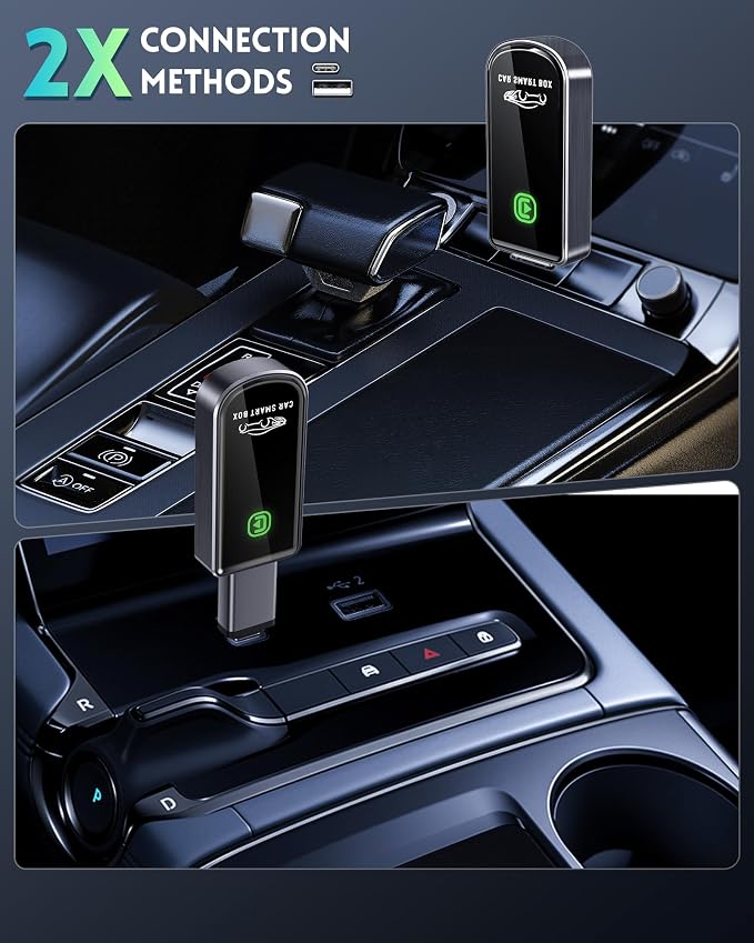 Wireless CarPlay Adapter for Apple iPhone iOS 10+ & Cars from 2015+, Mini Edition, Convert Factory Wired to Wireless CarPlay Dongle Plug & Play GPS Digital Media Receiver (Brushed Cobalt Blue)